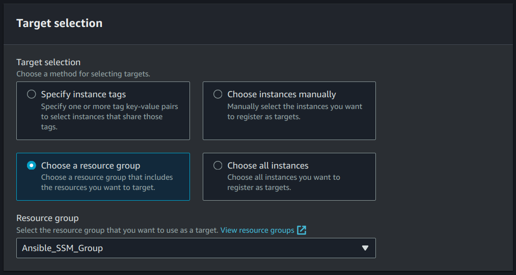 Target selection based on Resource Group